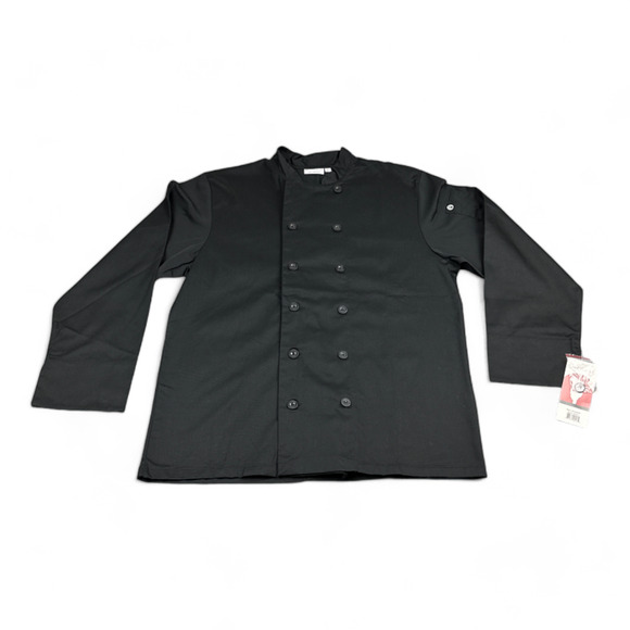 Chef Works Chef Coat Adult LARGE Black Long Sleeve Uniform Jacket Cook Workwear - Picture 1 of 8